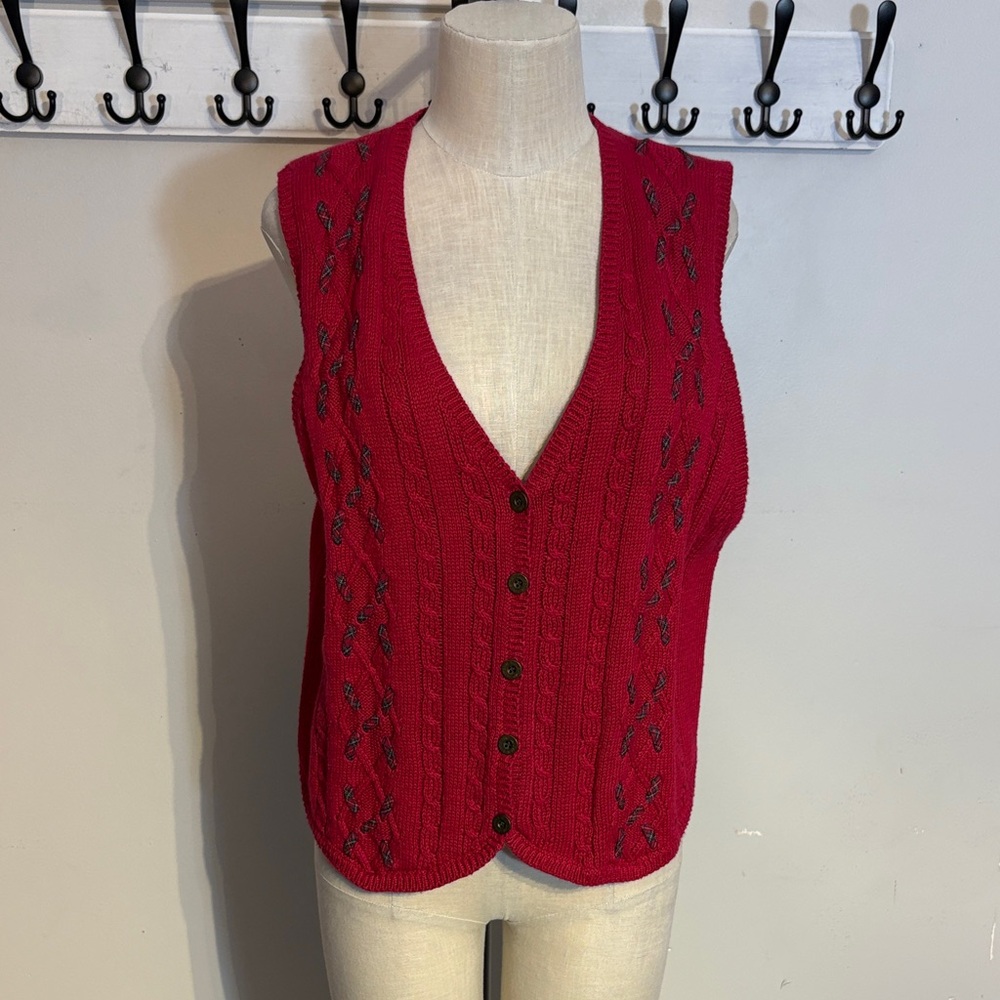 Vintage Jantzen Classics Red V-Neck Sweater Vest Size large